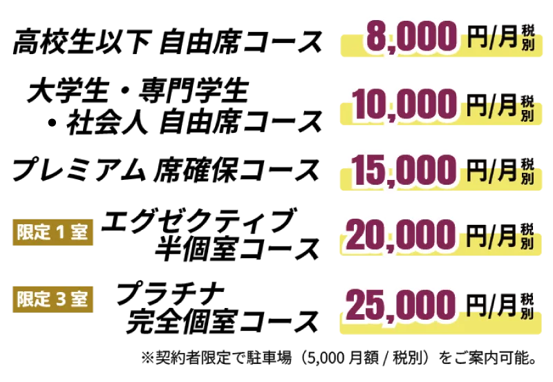いずも自習室の価格情報・価格表